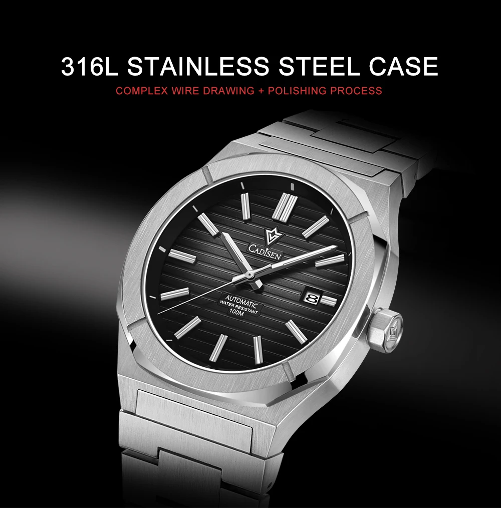 CADISEN Diver Watch Luxury Sapphire MIYOTA 8215 German Designer Men Automatic Mechanical Watches Waterproof Luminous Wristwatch