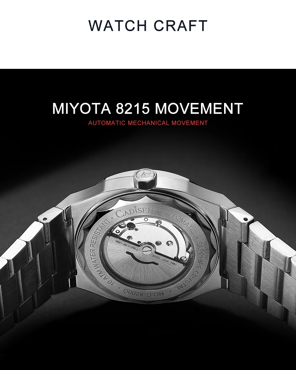 CADISEN Diver Watch Luxury Sapphire MIYOTA 8215 German Designer Men Automatic Mechanical Watches Waterproof Luminous Wristwatch