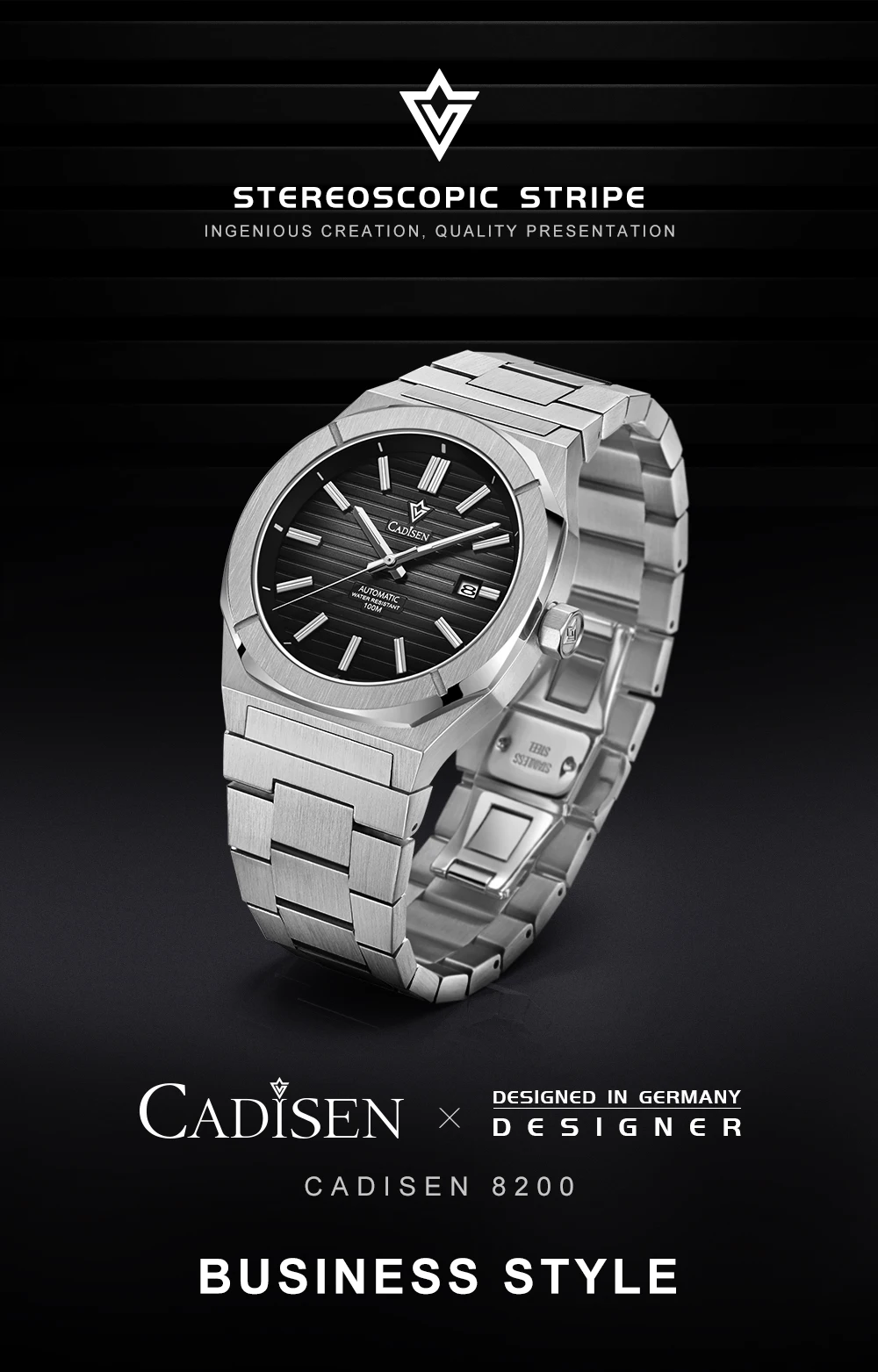CADISEN Diver Watch Luxury Sapphire MIYOTA 8215 German Designer Men Automatic Mechanical Watches Waterproof Luminous Wristwatch