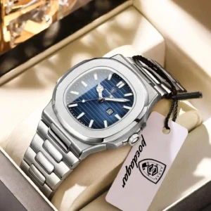 <font dir="auto" style="vertical-align: inherit;"><font dir="auto" style="vertical-align: inherit;"> 男士奢华方形腕表，防水夜光日期显示不锈钢运动男士腕表，商务石英表</font></font>