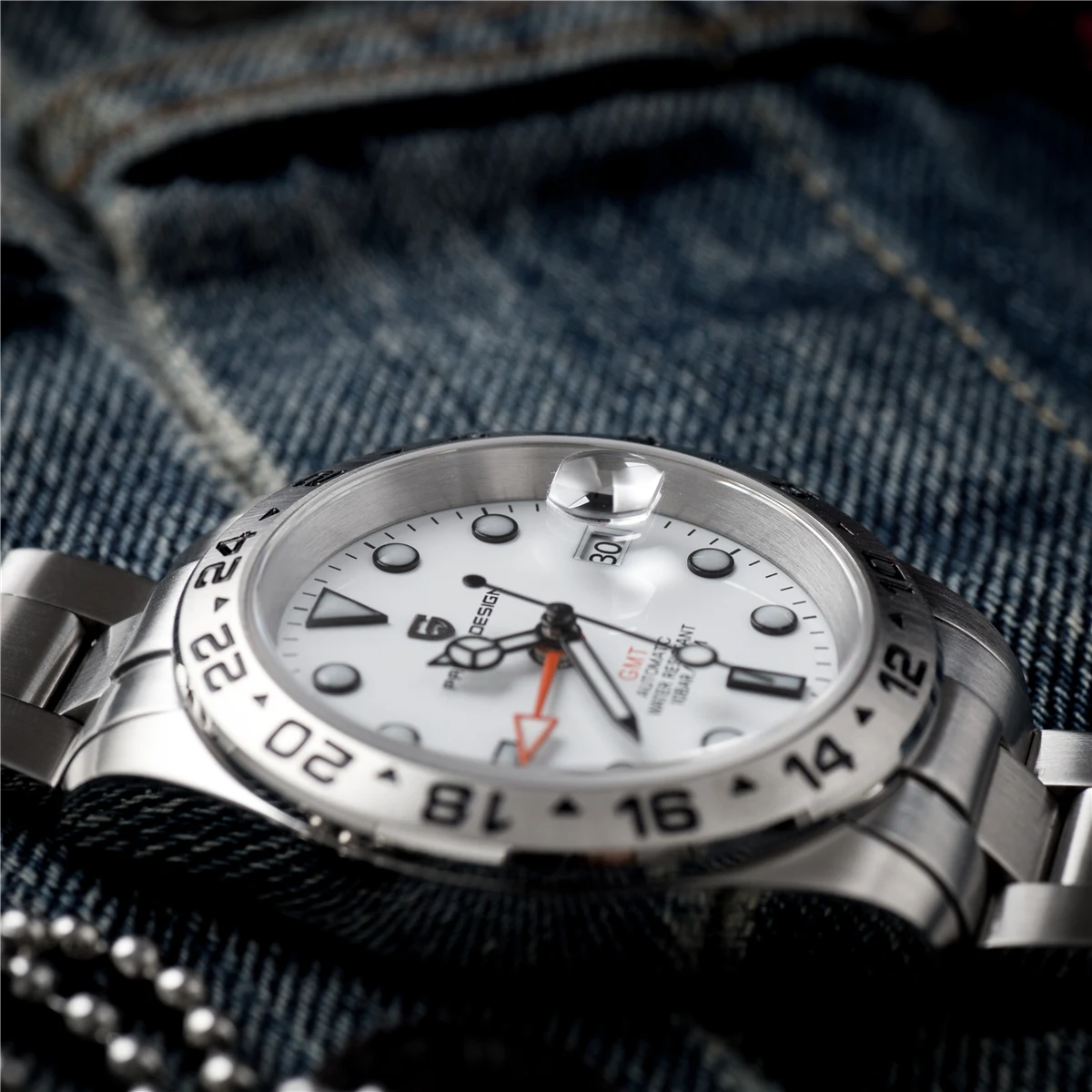 PAGANI DESIGN PD1762 Men’s Automatic Mechanical GMT Watch DG5833 Sapphire Crystal 10Bar Waterproof Stainless Steel Dual Time