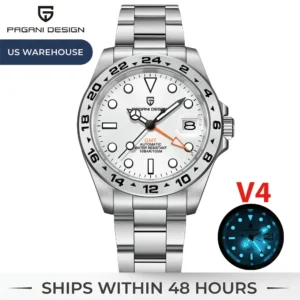 PAGANI DESIGN PD1762 Men’s Automatic Mechanical GMT Watch DG5833 Sapphire Crystal 10Bar Waterproof Stainless Steel Dual Time
