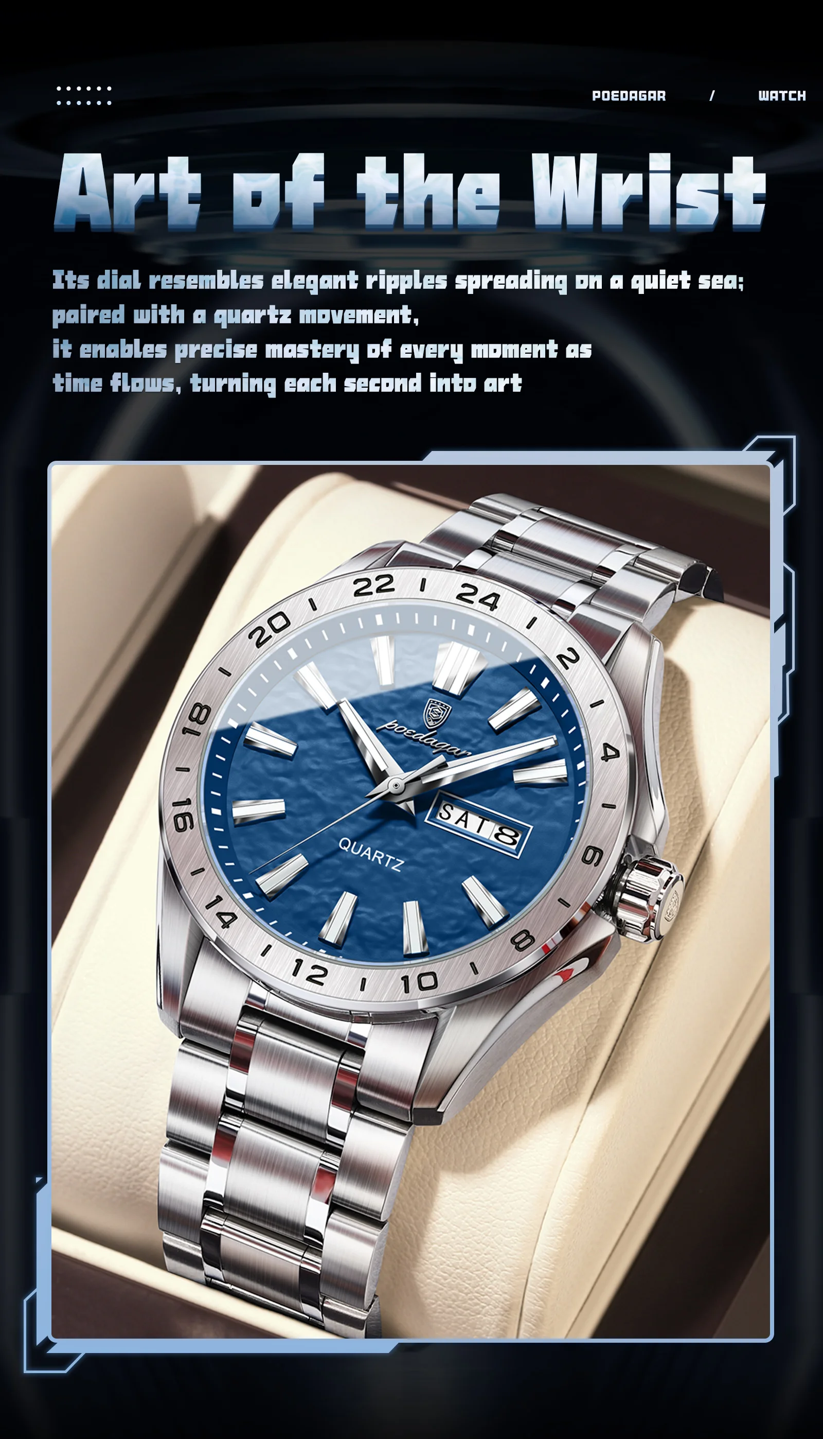 POEDAGAR Sport Luxury Man Wristwatch High Quality Waterproof Luminous Watch For Men Fashion Date Week Quartz Men’s Watches Reloj