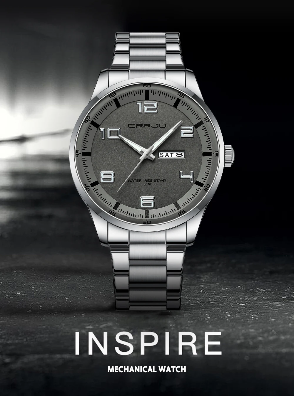 CRRJU Business Men Luxury Watches Stainless Steel Quartz Auto Date Clock with Luminous Hands Relogio Masculino