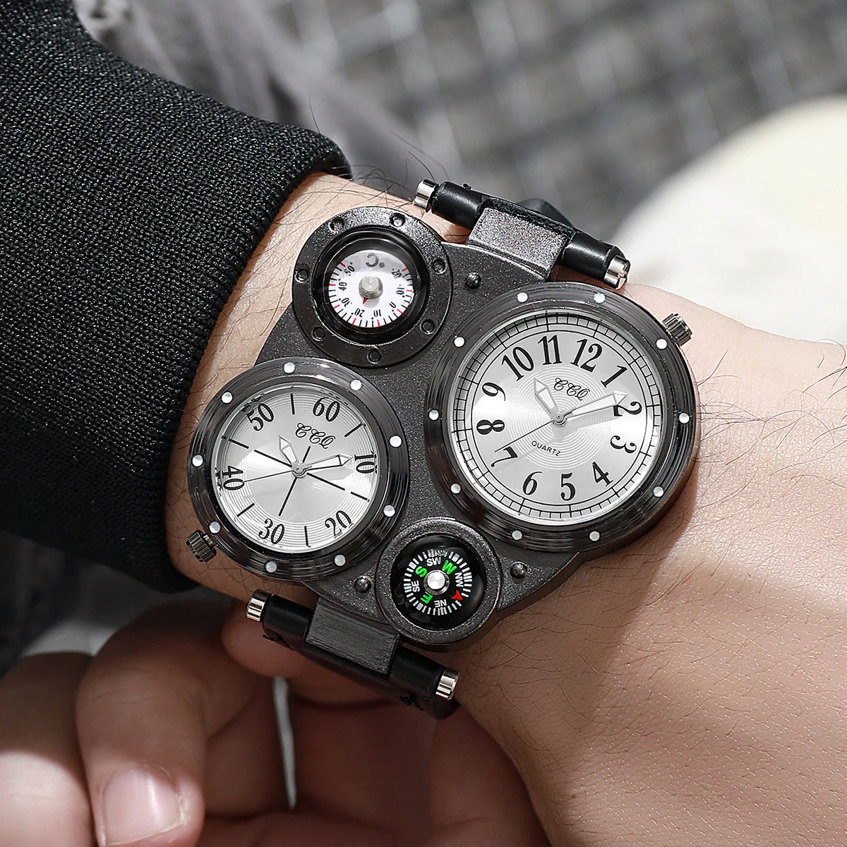 Luxury Large Dial Men Quartz Watches Casual Leather Band Wristwatches Sport Watch for Men Clock Relogio Masculino