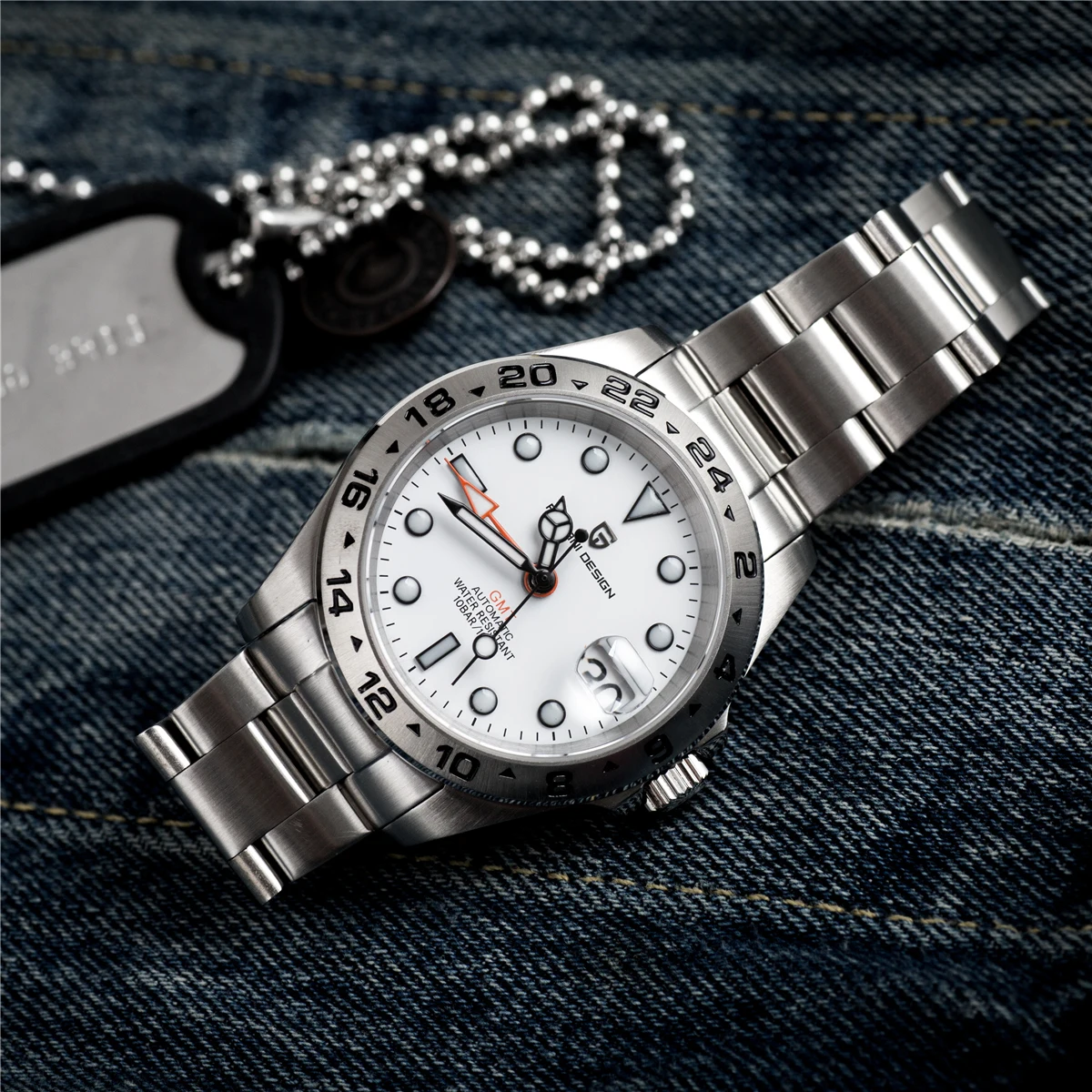 PAGANI DESIGN PD1762 Men’s Automatic Mechanical GMT Watch DG5833 Sapphire Crystal 10Bar Waterproof Stainless Steel Dual Time