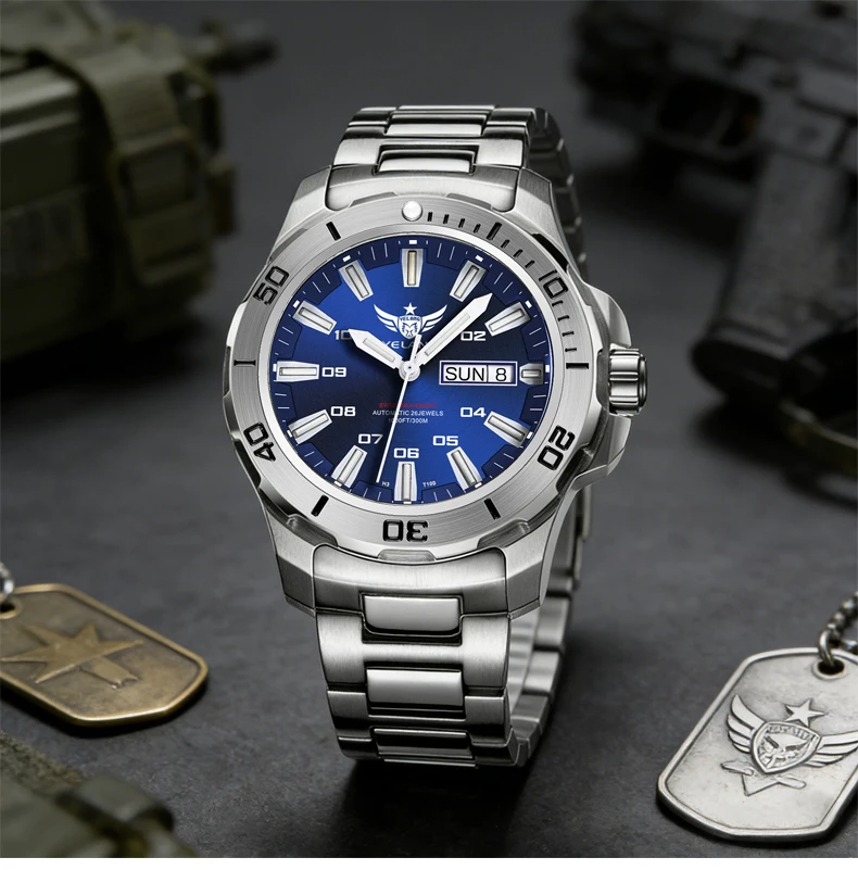 YELANG V5.1 Men’s Watch 44mm Water Ghost Diver Watch 300M Waterproof SW220 Automatic Mechanical Watch for Men Luminous Sapphire
