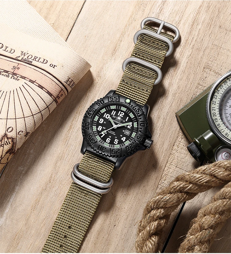 ADDIESDIVE 2023 Men’s Sports Watch Military Sports Luxury Rotating Bezel Luminous Watch Nylon Strap 50m Waterproof Quartz Watch