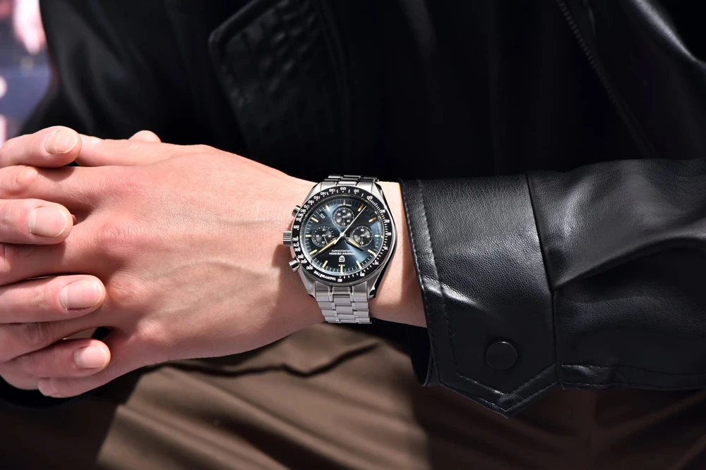 PAGANI DESIGN 2025 New Watch Luxury Moon Retro Quartz Watches For Men Stainless steel Luminous waterproof Sport Chronograph Man
