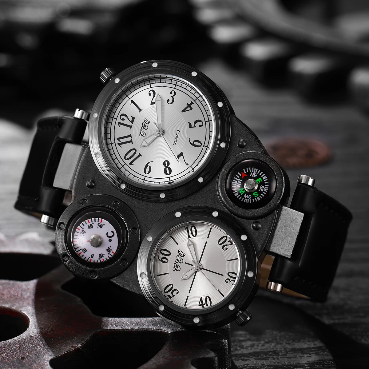 Luxury Large Dial Men Quartz Watches Casual Leather Band Wristwatches Sport Watch for Men Clock Relogio Masculino