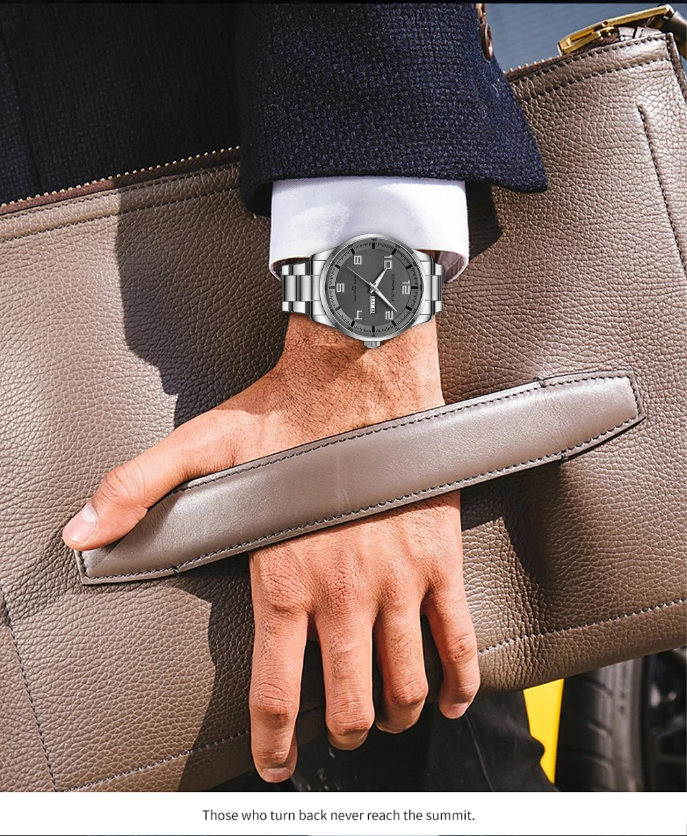 CRRJU Business Men Luxury Watches Stainless Steel Quartz Auto Date Clock with Luminous Hands Relogio Masculino