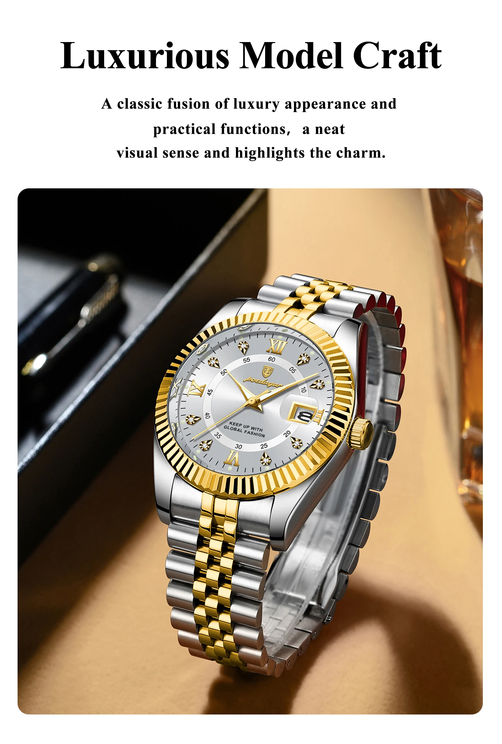 POEDAGAR Luxury Business Men Wristwatch Waterproof Luminous Date Military Man Watch Stainless Steel Fashion Men’s Quartz Watches