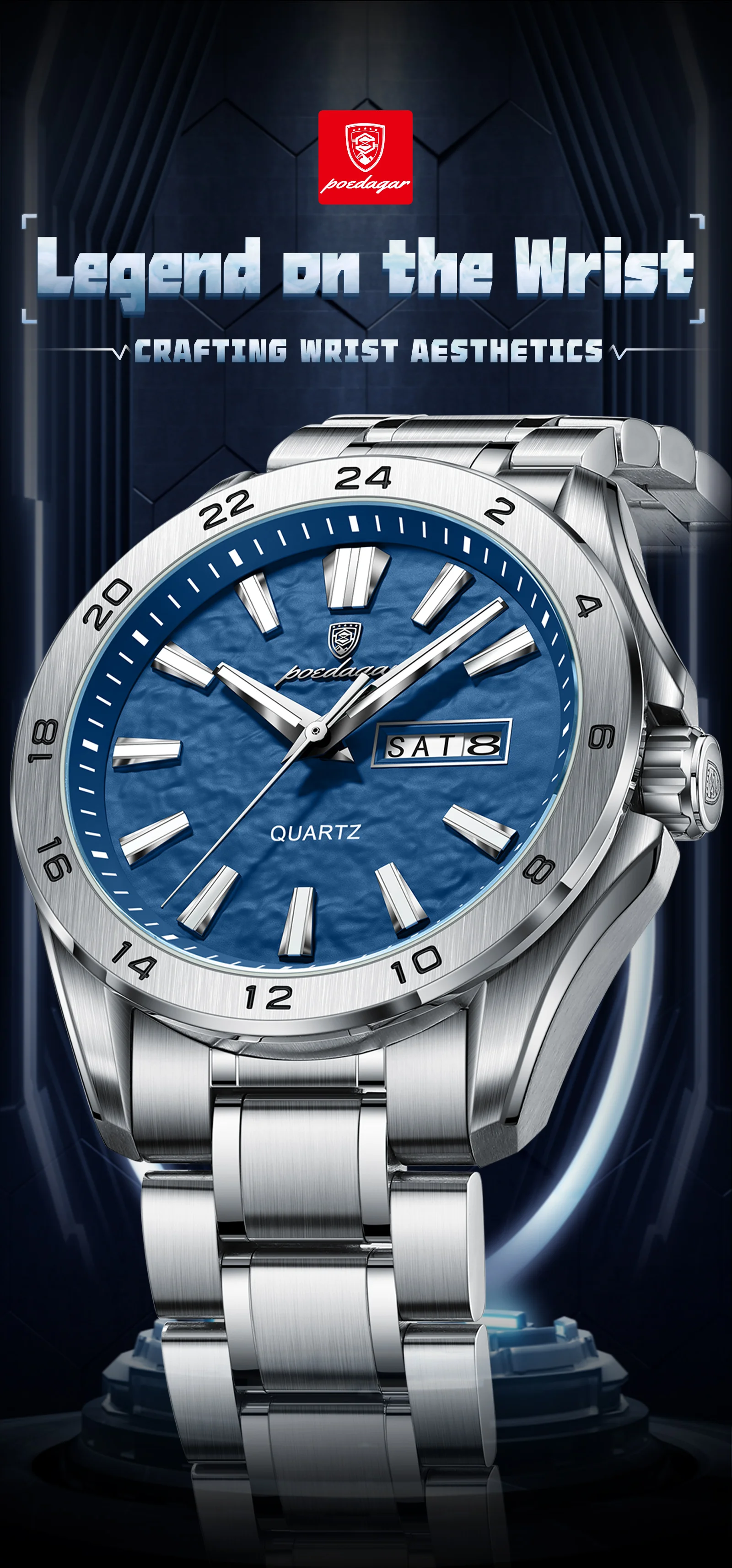 POEDAGAR Sport Luxury Man Wristwatch High Quality Waterproof Luminous Watch For Men Fashion Date Week Quartz Men’s Watches Reloj