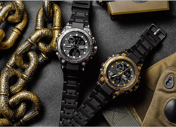 SANDA Top Luxury Watches Men Military Army Mens Watch Waterproof Sport Wristwatch Dual Display Watch Male Relogio Masculino