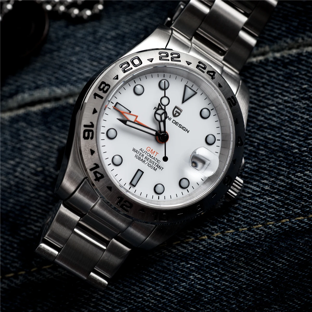 PAGANI DESIGN PD1762 Men’s Automatic Mechanical GMT Watch DG5833 Sapphire Crystal 10Bar Waterproof Stainless Steel Dual Time