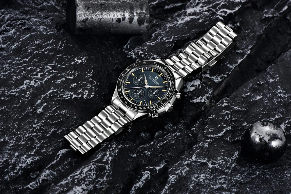 PAGANI DESIGN 2025 New Watch Luxury Moon Retro Quartz Watches For Men Stainless steel Luminous waterproof Sport Chronograph Man