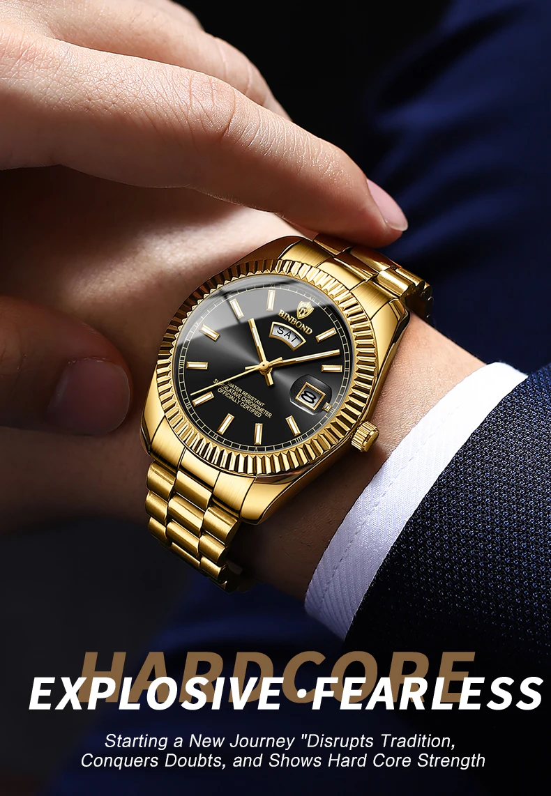 BINBOND precise quartz watches for men luxury luminous waterproof auto date week display men’s watch durable casual reloj